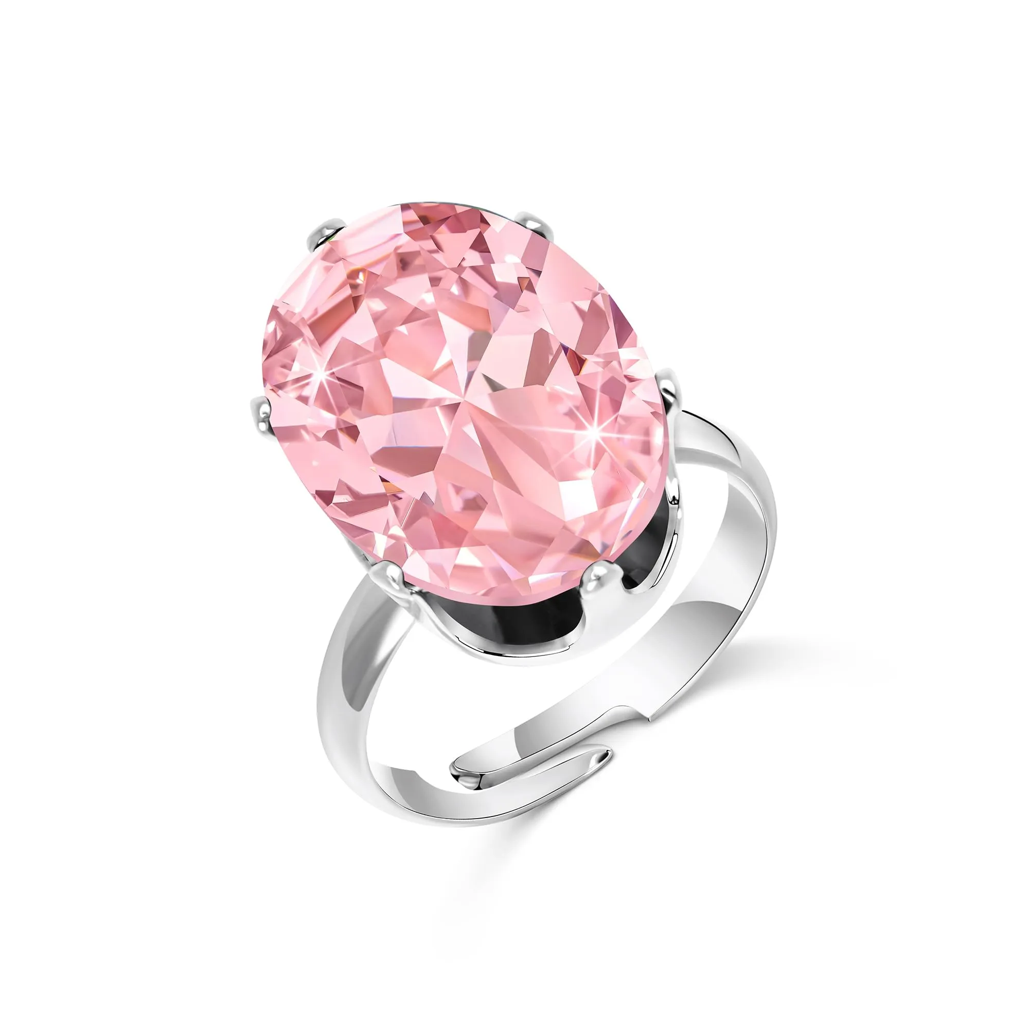 Linawe Anello in argento regolabile con diamante moissanite rosa per donna - immagine 5