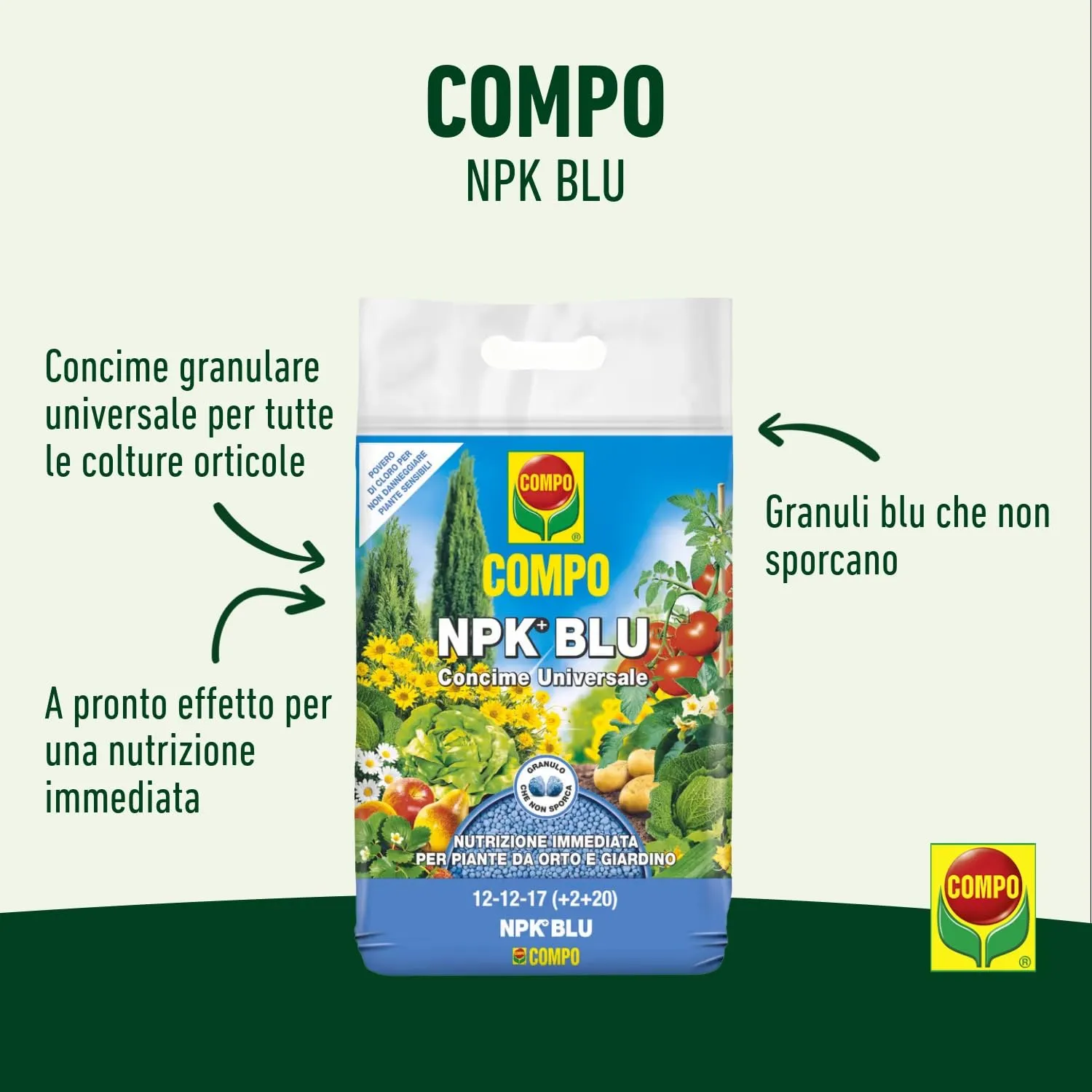 Compo NPK Blu Concime Universale Granulare per Orto e Giardino, 4kg - immagine 2