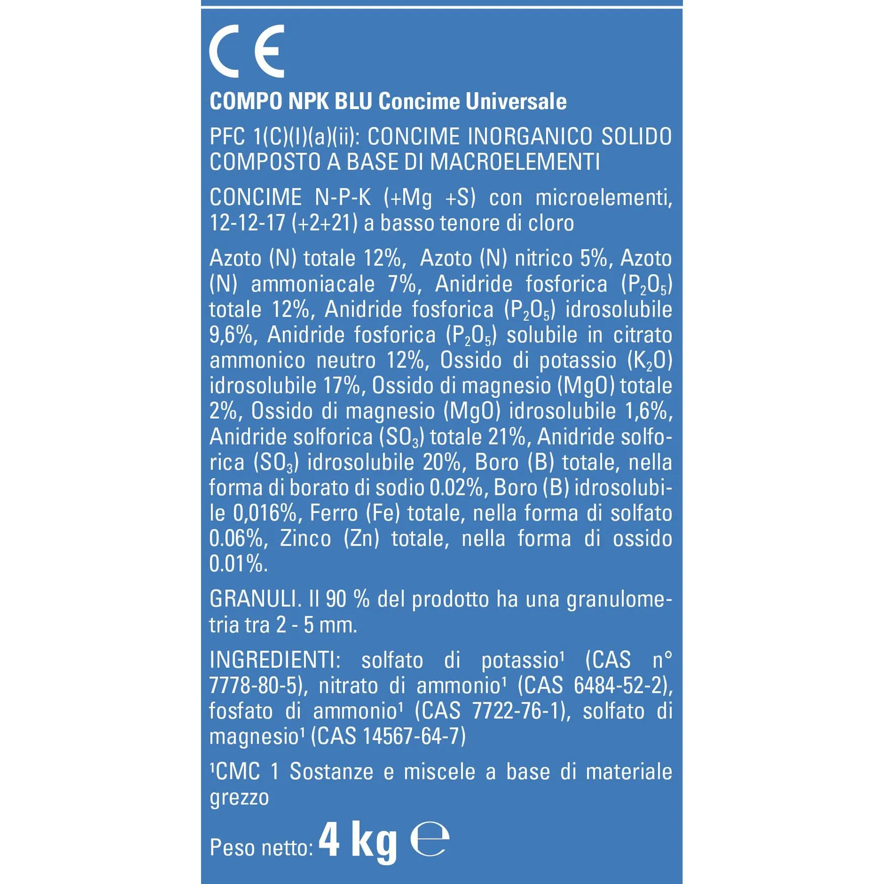 Compo NPK Blu Concime Universale Granulare per Orto e Giardino, 4kg - immagine 8