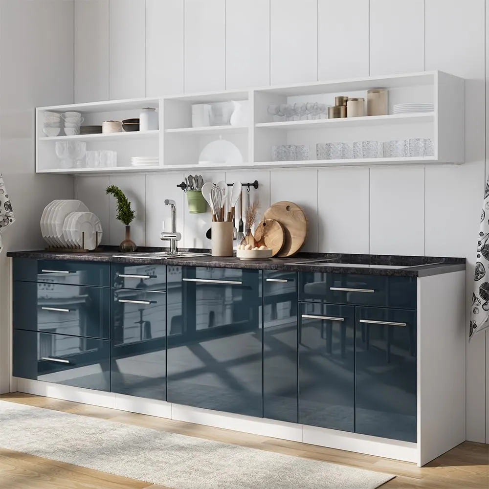 Vicco Fame-Line Colonna Dispensa Cucina Blu Scuro Lucido/Bianco 20 cm - immagine 6