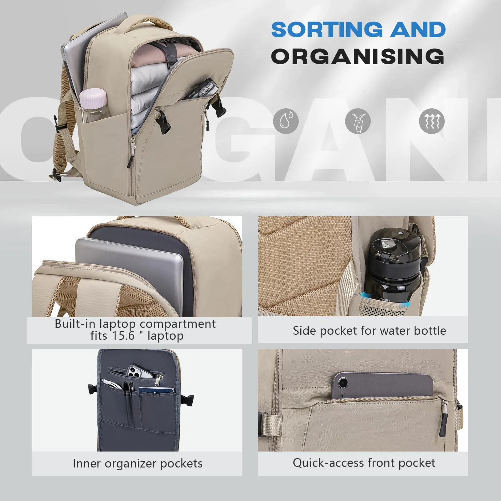 Xkdoai Zaino da Viaggio Bagaglio a Mano per Easyjet 45x36x20 cm - immagine 4