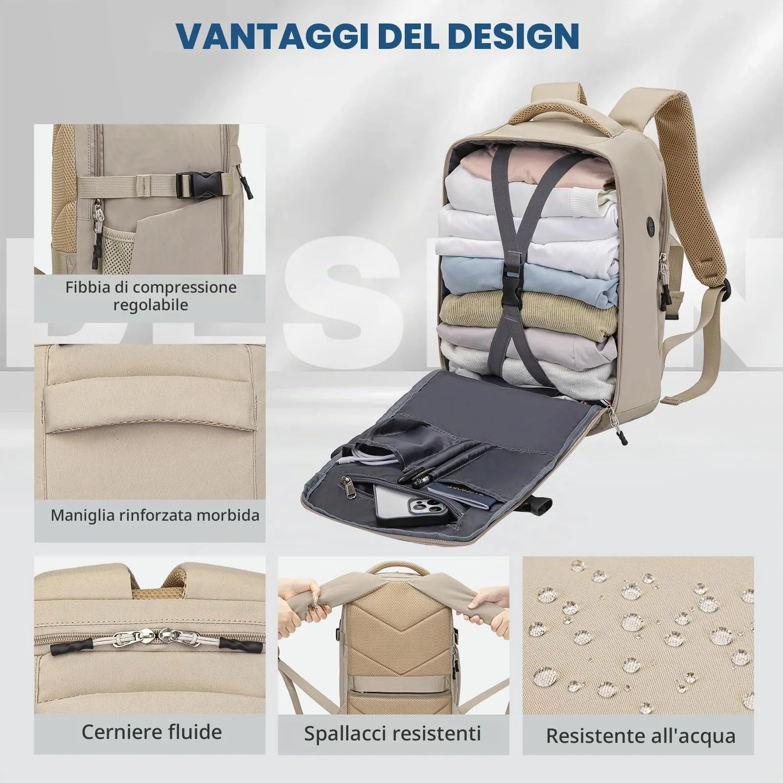 Xkdoai Zaino da Viaggio Bagaglio a Mano per Easyjet 45x36x20 cm - immagine 6
