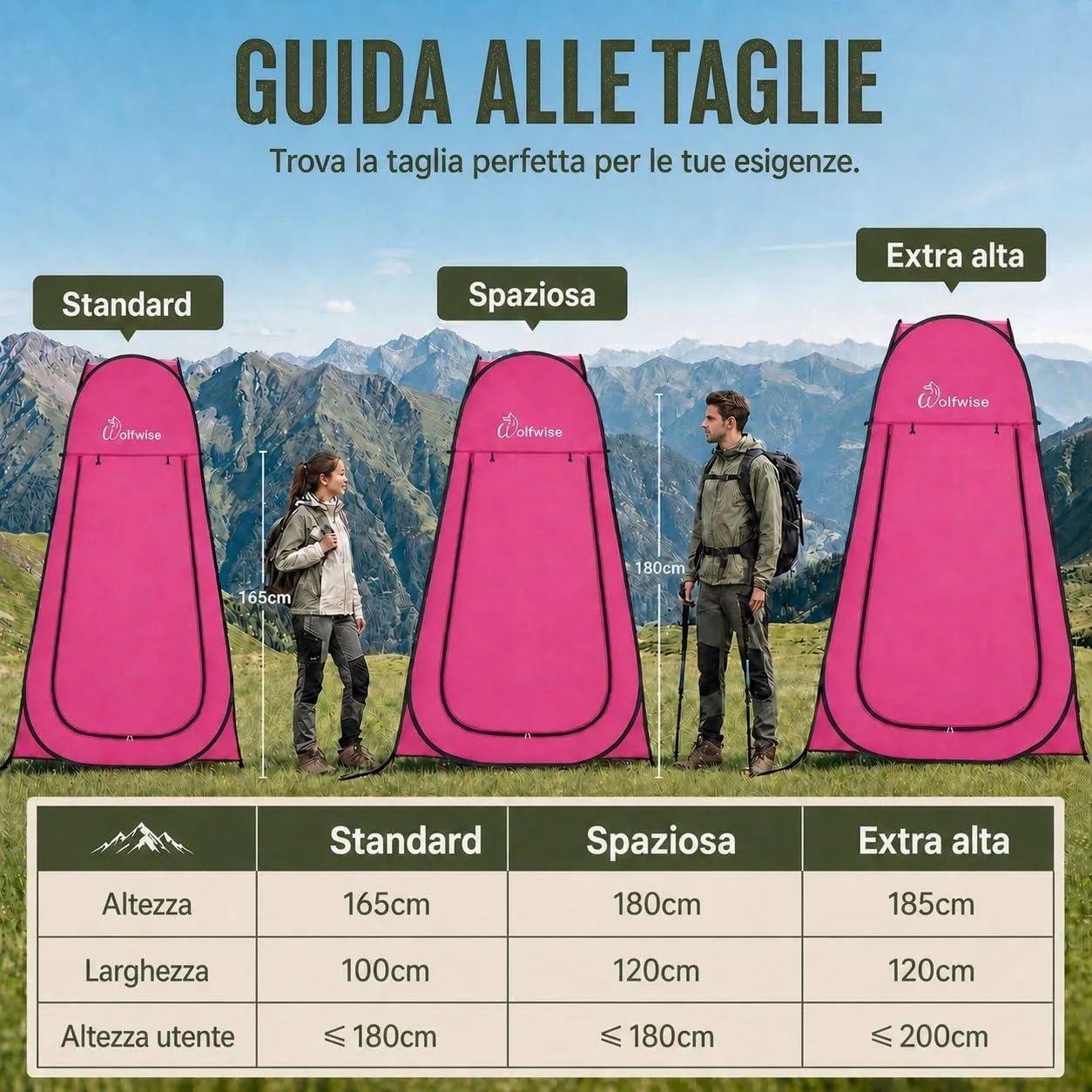 Wolfwise Tenda Doccia Campeggio Pop-Up, Spogliatoio Portatile e Pieghevole - immagine 4