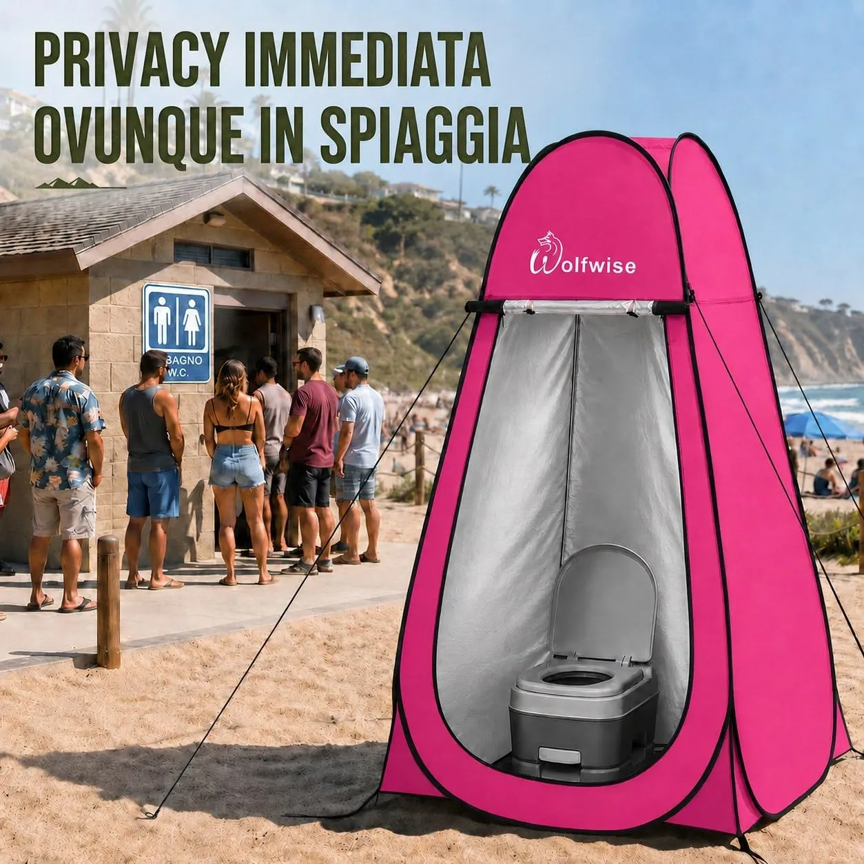 Wolfwise Tenda Doccia Campeggio Pop-Up, Spogliatoio Portatile e Pieghevole - immagine 5