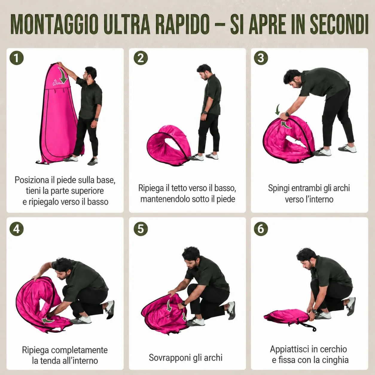 Wolfwise Tenda Doccia Campeggio Pop-Up, Spogliatoio Portatile e Pieghevole - immagine 6