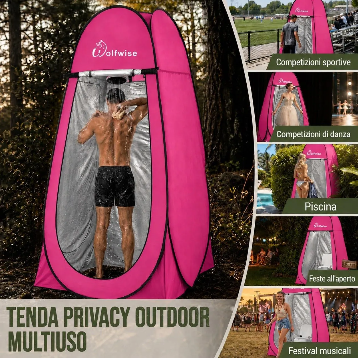 Wolfwise Tenda Doccia Campeggio Pop-Up, Spogliatoio Portatile e Pieghevole - immagine 7
