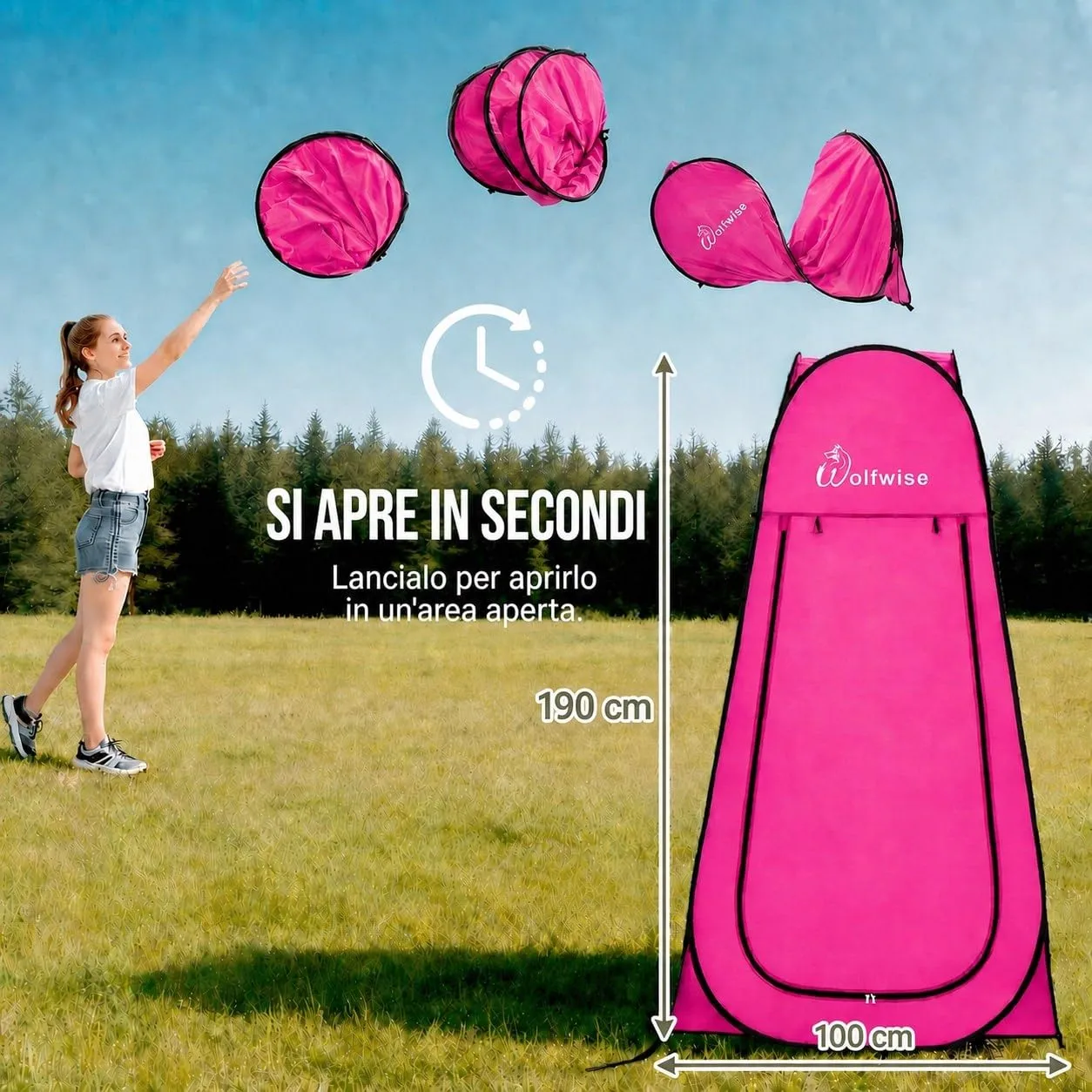 Wolfwise Tenda Doccia Campeggio Pop-Up, Spogliatoio Portatile e Pieghevole - immagine 10