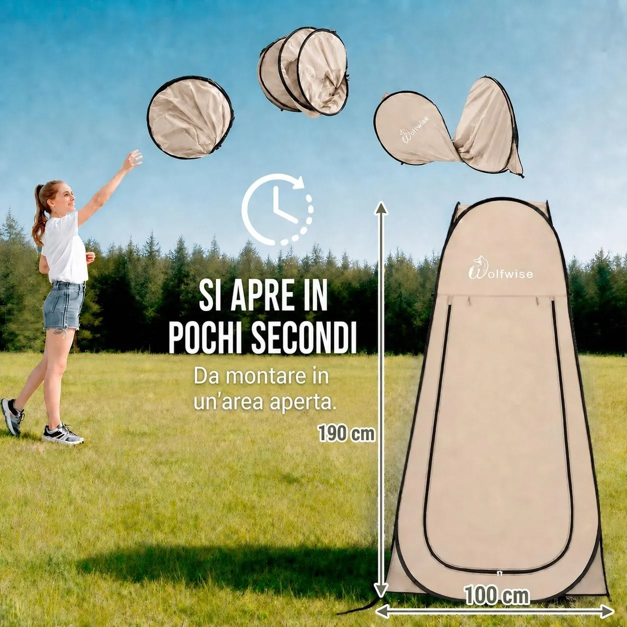 Wolfwise Tenda Doccia Campeggio Pop-Up, Spogliatoio Portatile e Pieghevole - immagine 9