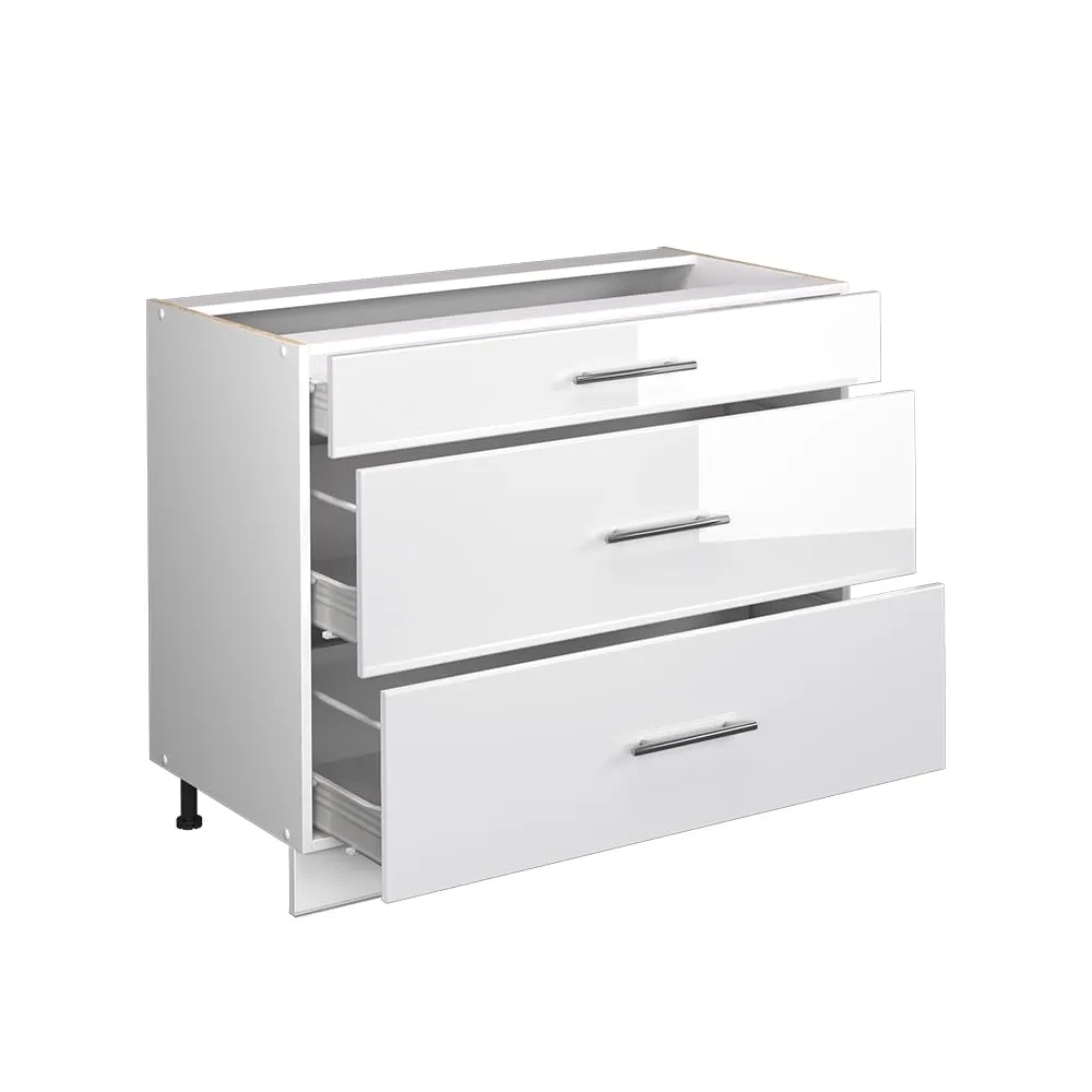 Vicco Mobiletto base per cucina Fame-Line, Bianco lucido/Bianco, 100 cm - immagine 7