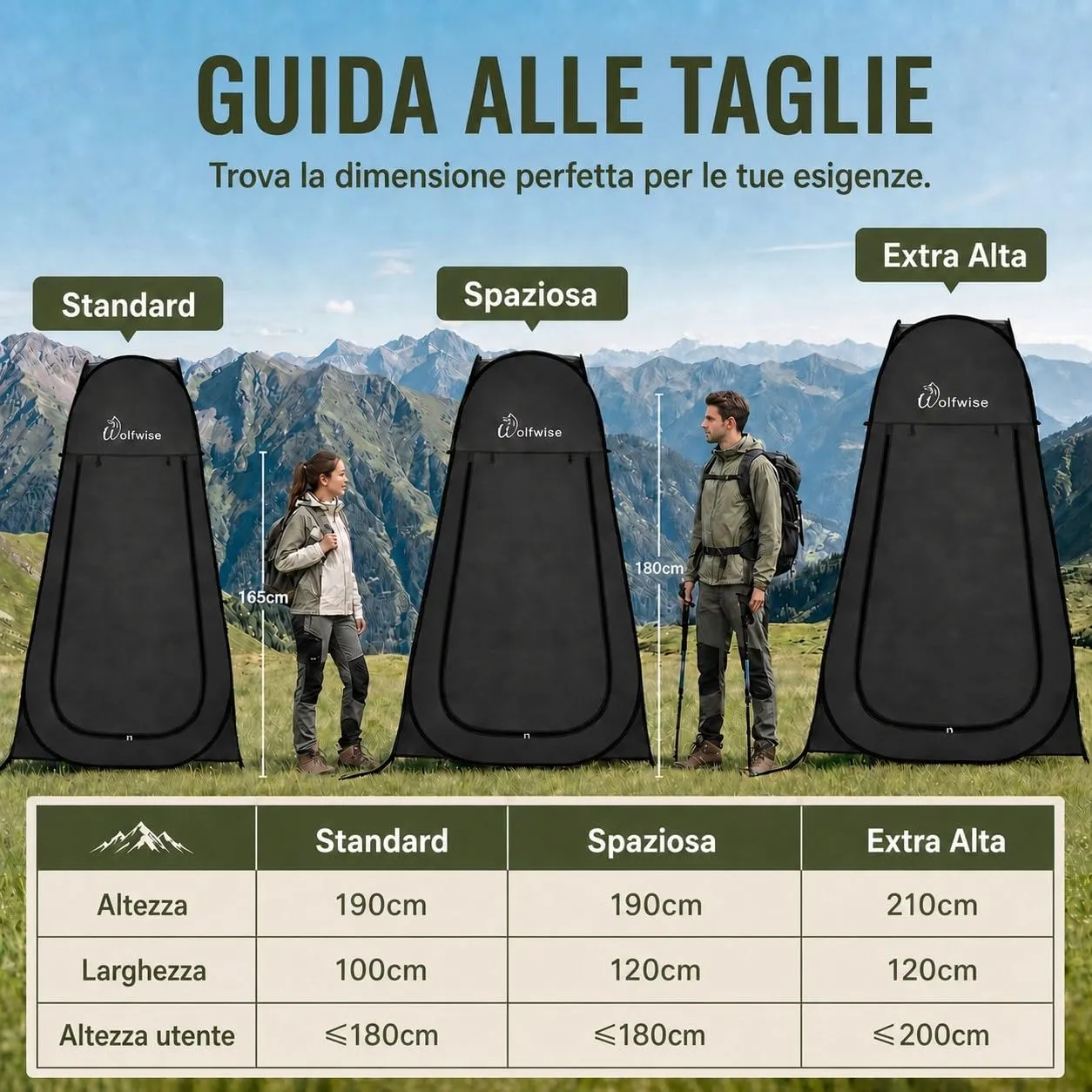 Wolfwise Tenda Doccia Campeggio Pop-Up, Spogliatoio Portatile e Pieghevole - immagine 4