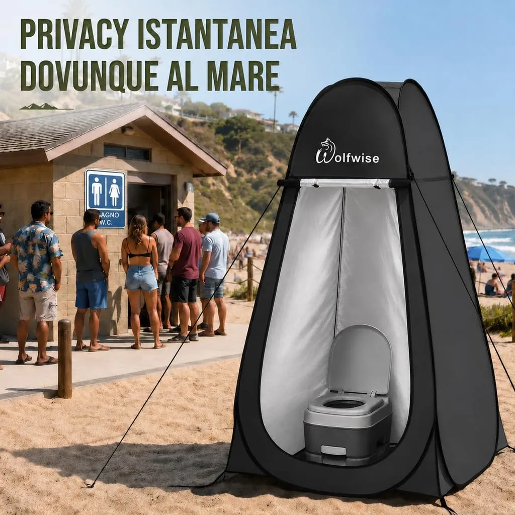 Wolfwise Tenda Doccia Campeggio Pop-Up, Spogliatoio Portatile e Pieghevole - immagine 5