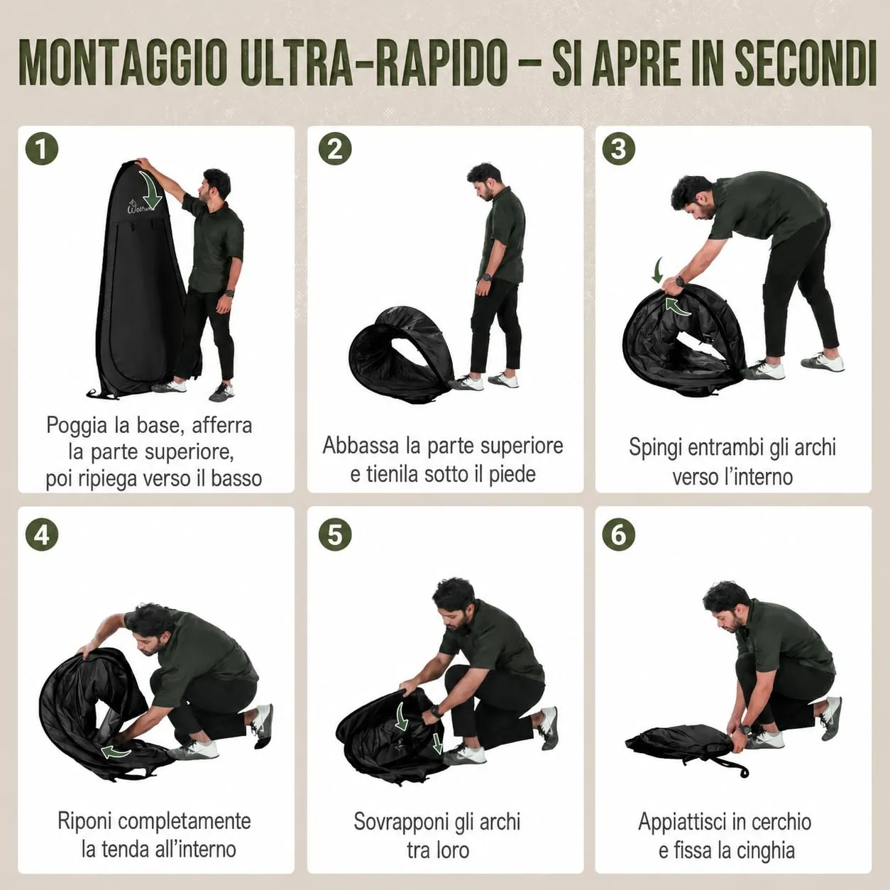 Wolfwise Tenda Doccia Campeggio Pop-Up, Spogliatoio Portatile e Pieghevole - immagine 6