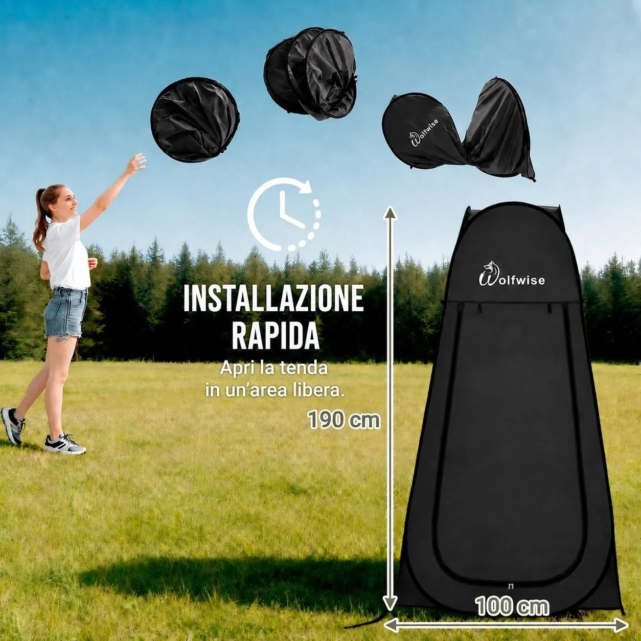 Wolfwise Tenda Doccia Campeggio Pop-Up, Spogliatoio Portatile e Pieghevole - immagine 10