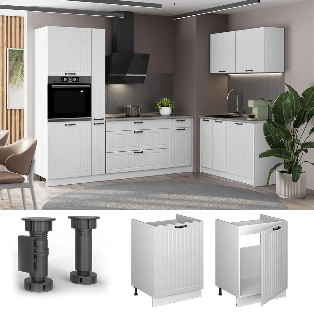 Vicco Mobile Lavello Cucina Fame-Line, Bianco Country/Bianco, 60 cm - immagine 5