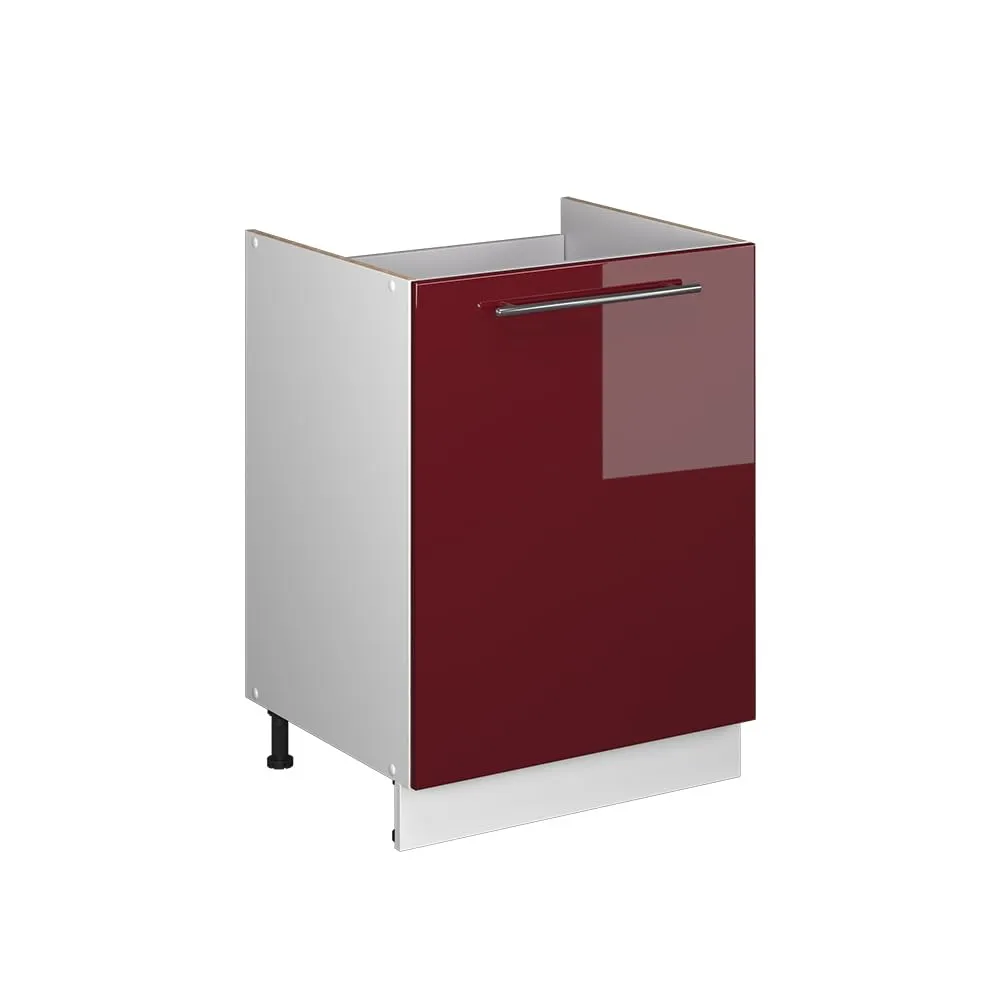 Vicco Mobile Lavello Cucina Fame-Line, Bordeaux Lucido/Bianco, 60 cm - immagine 1