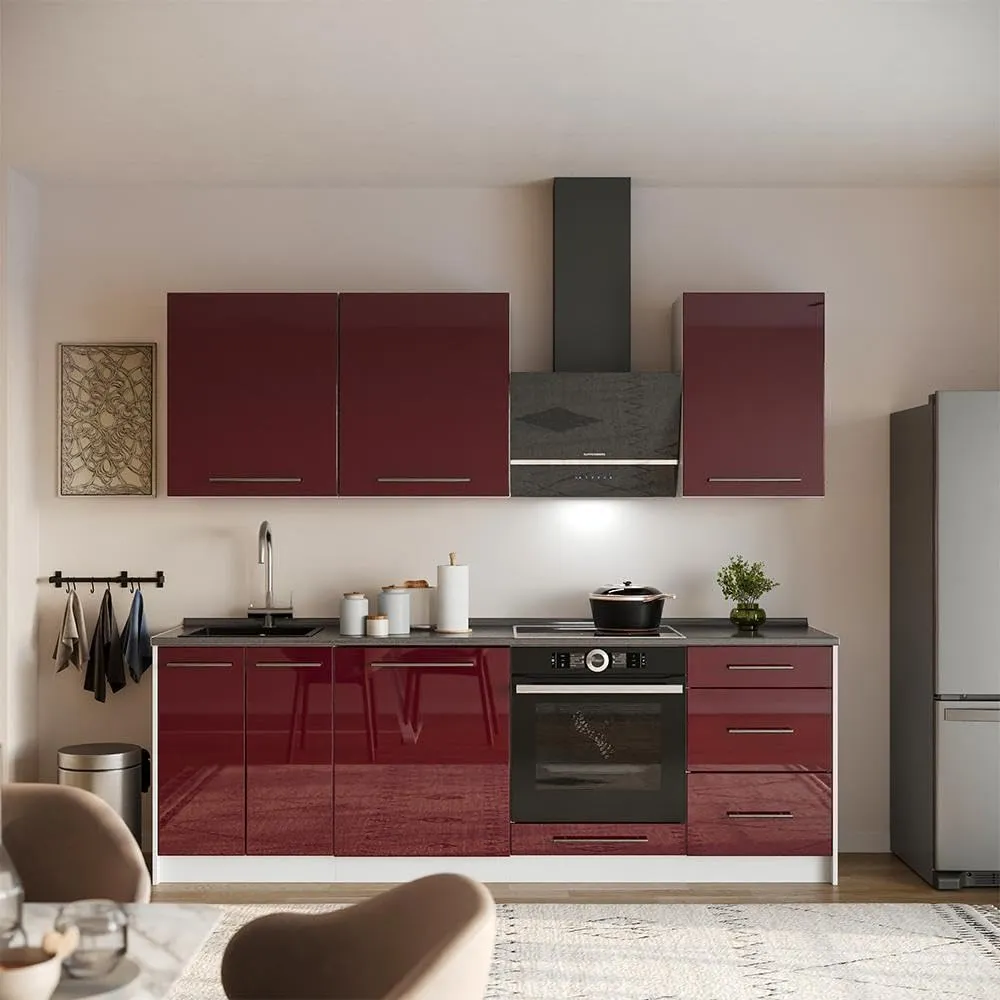 Vicco Mobile Lavello Cucina Fame-Line, Bordeaux Lucido/Bianco, 60 cm - immagine 5