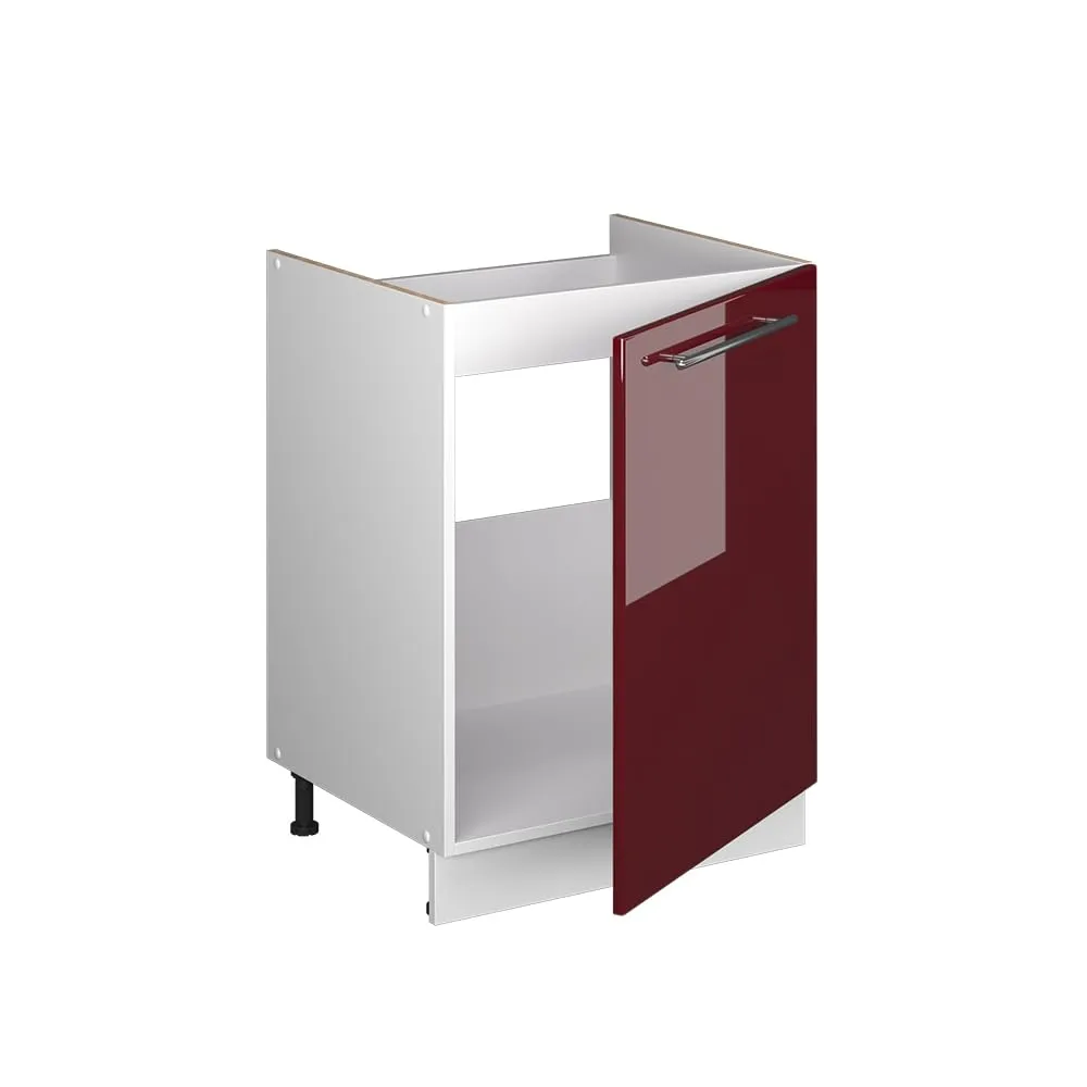 Vicco Mobile Lavello Cucina Fame-Line, Bordeaux Lucido/Bianco, 60 cm - immagine 6