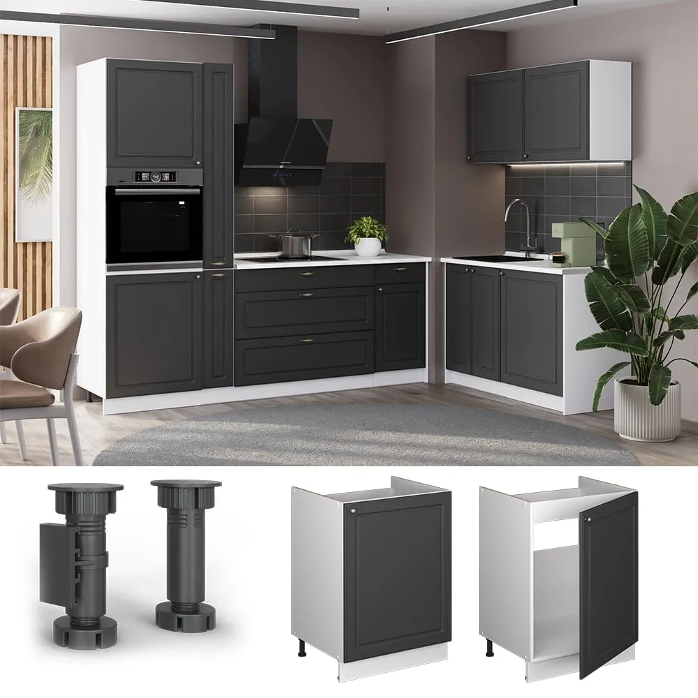 Vicco Mobile Lavello Cucina Fame-Line Antracite Country/Bianco 60 cm - immagine 5