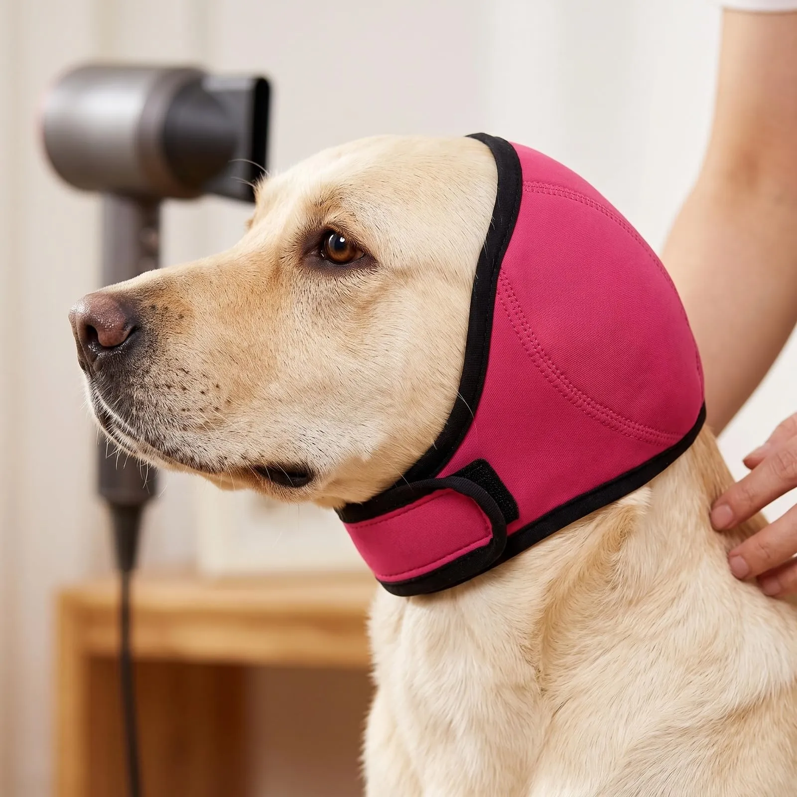 Naapesi Paraorecchie Antirumore per Cani, Fascia Elastica Calmante per Ansia, Bagno e Toelettatura (M-Rosa) - immagine 4