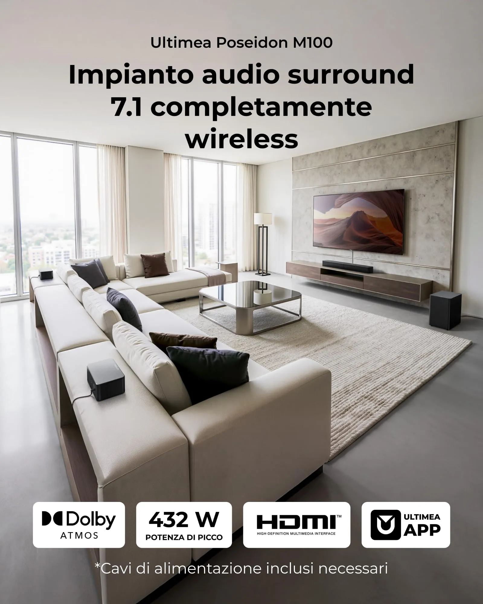 ULTIMEA Poseidon M100 Sistema Surround 7.1 Wireless con Dolby Atmos - immagine 2