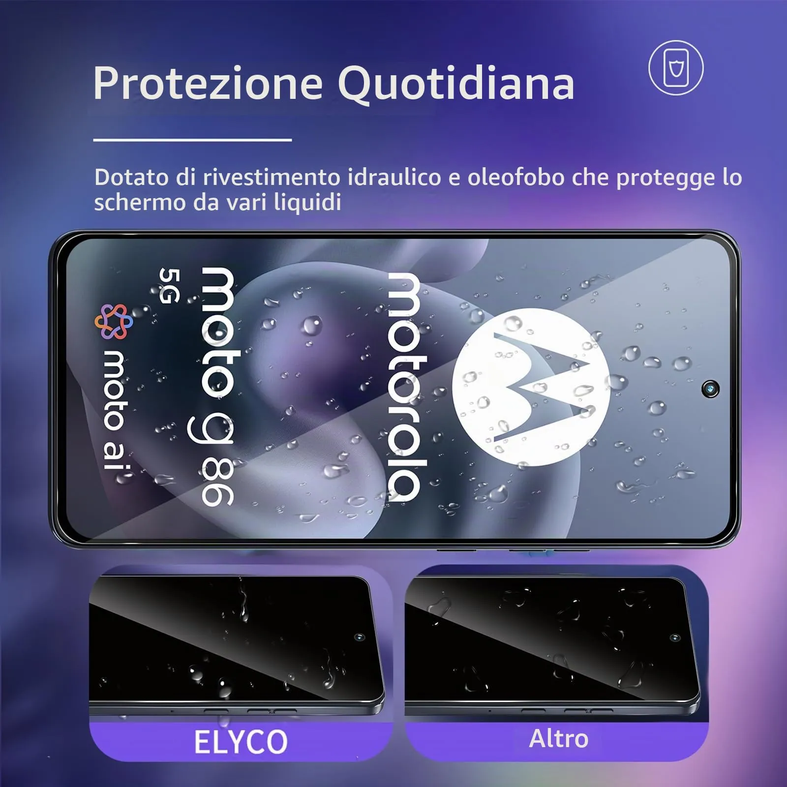 ELYCO Vetro Temperato Privacy per Motorola Moto G86 5G, 2 Pezzi - immagine 4