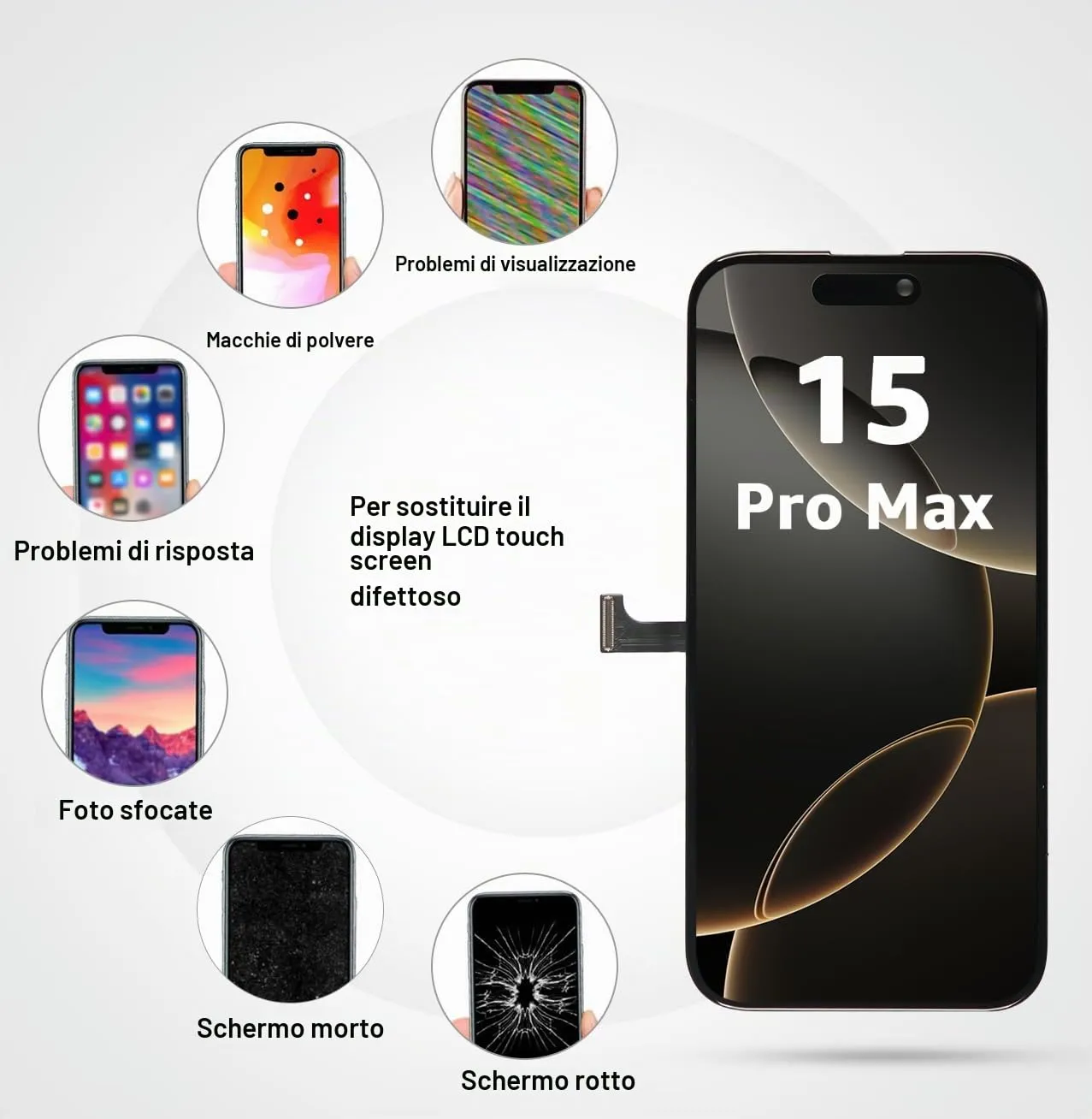 LL TRADER Schermo LCD 6,7'' per iPhone 15 Pro Max e Kit di Riparazione - immagine 6