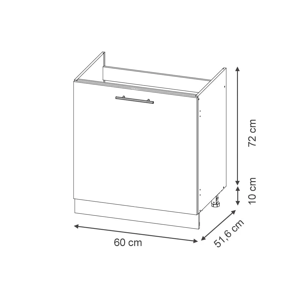 Vicco Mobile Lavello Cucina Fame-Line, Grigio Scuro/Bianco, 60 cm - immagine 2
