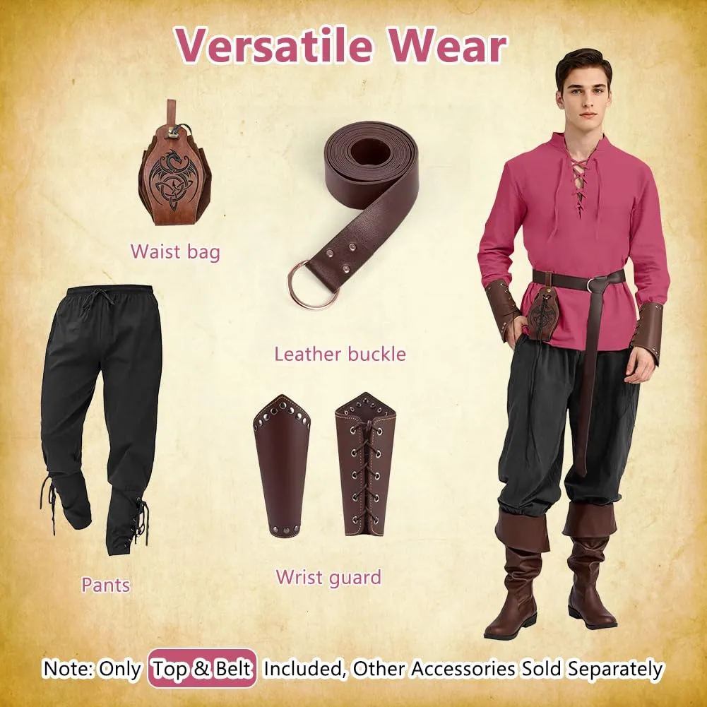BSBUY Costume Medievale Rinascimentale per Uomo con Cintura - immagine 5