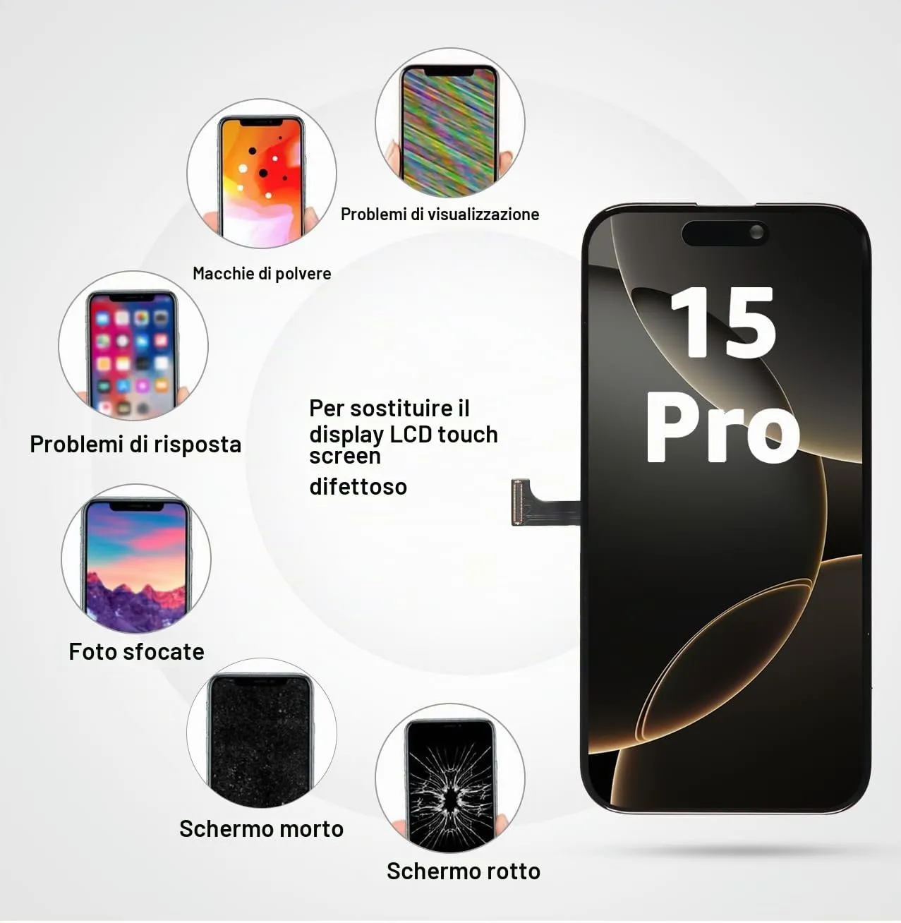LL TRADER Schermo LCD 6,1'' per iPhone 15 Pro e Kit di Riparazione - immagine 5