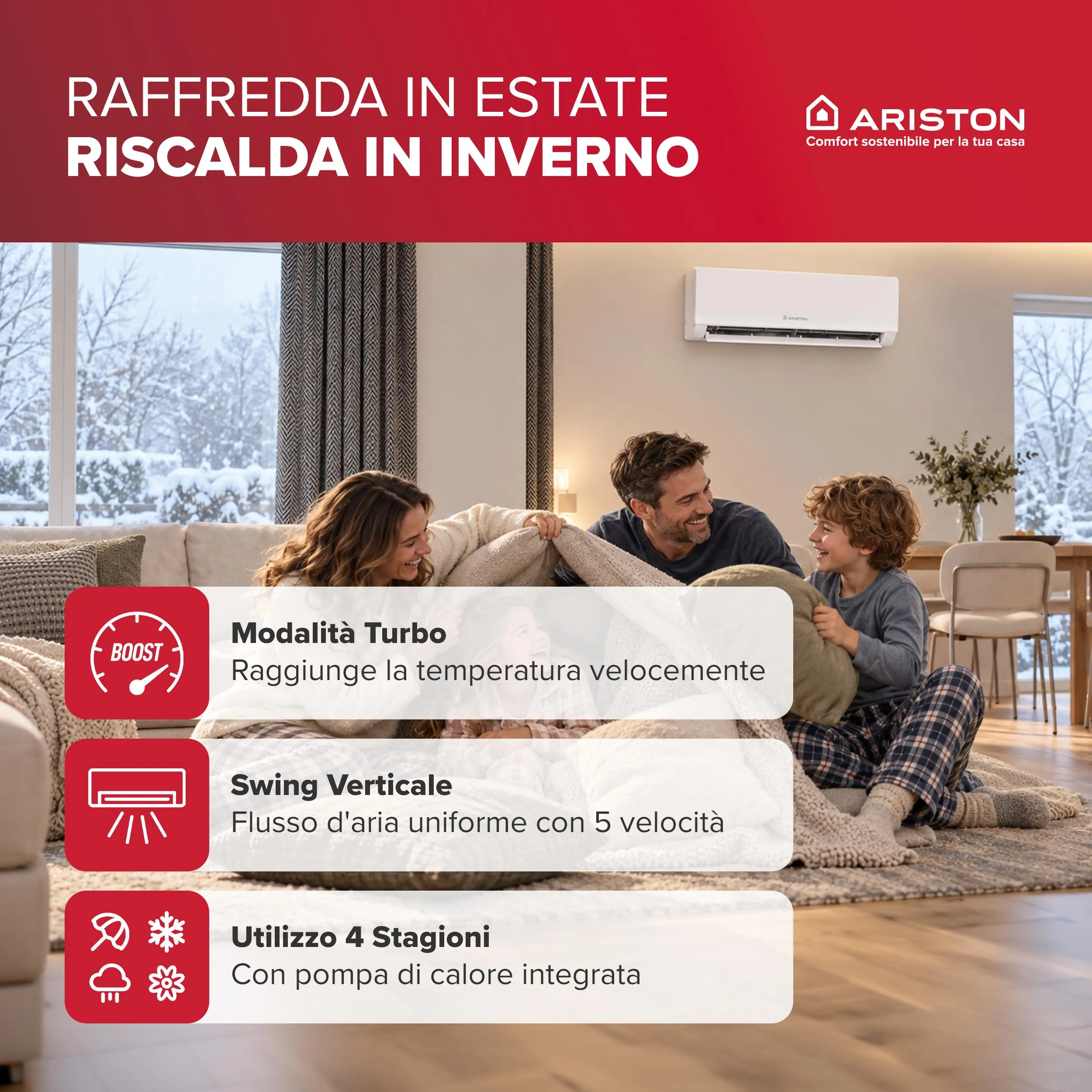 Ariston Prios Net Climatizzatore 12000 BTU Monosplit Inverter Gas R32 - immagine 4