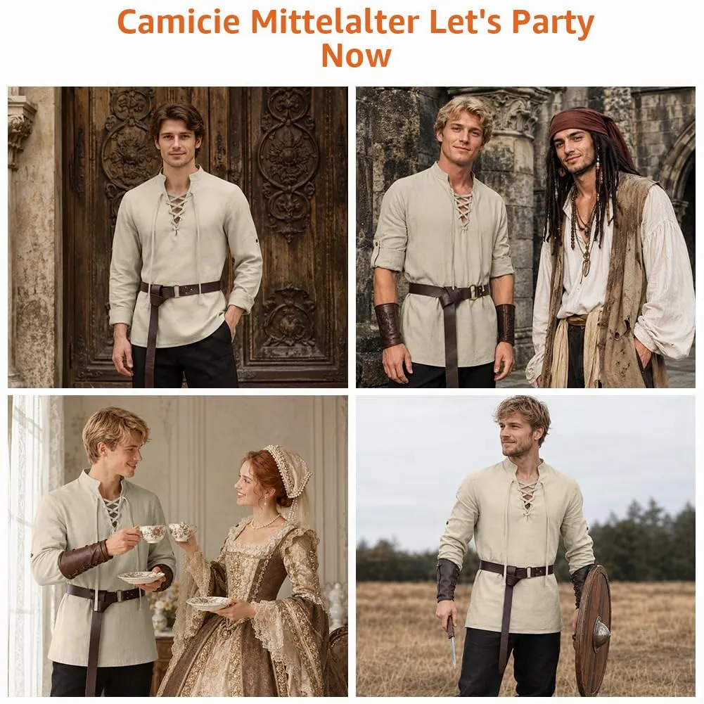 BSBUY Costume Medievale Rinascimentale per Uomo con Cintura - immagine 7