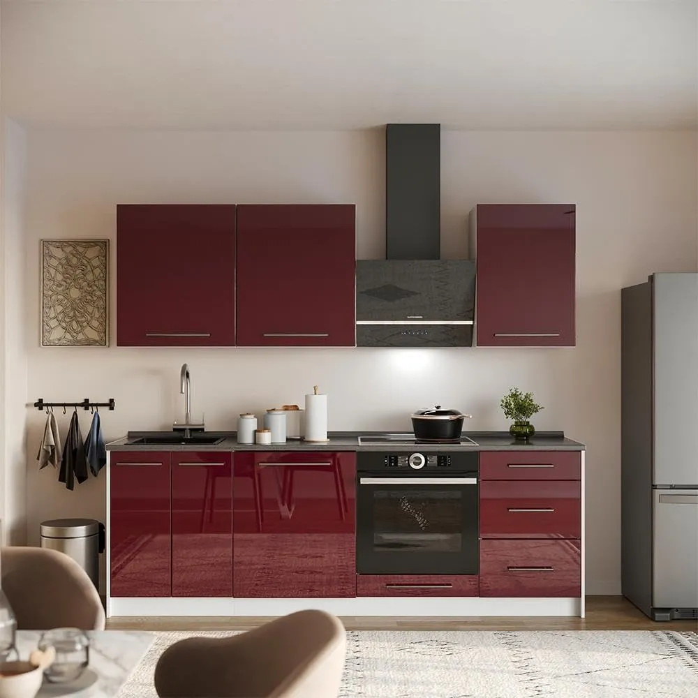 Vicco Mobiletto Base Cucina Fame-Line, Bordeaux Lucido/Bianco, 60 cm - immagine 5