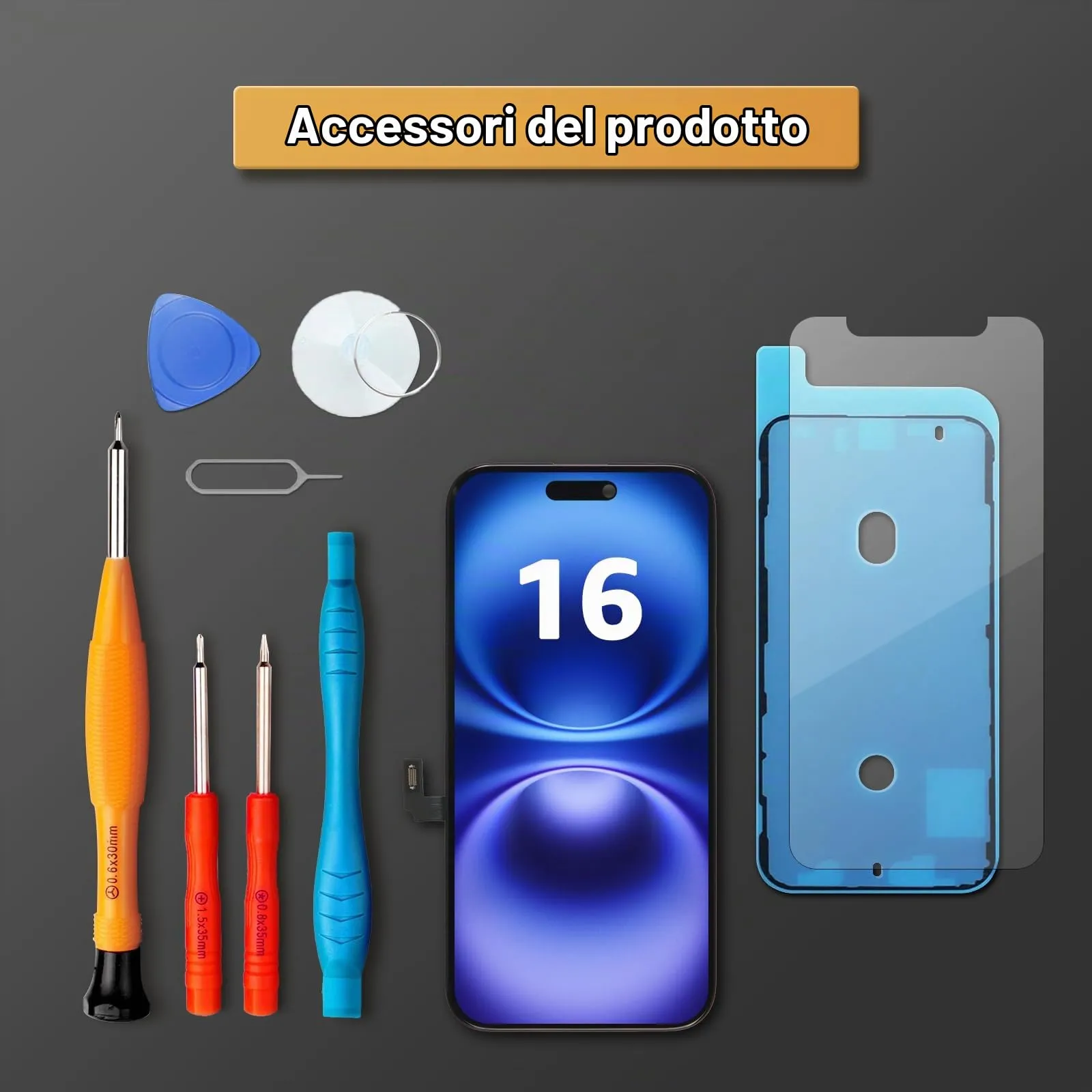 LL TRADER Schermo LCD 6,1'' per iPhone 16 e Kit di Riparazione - immagine 7