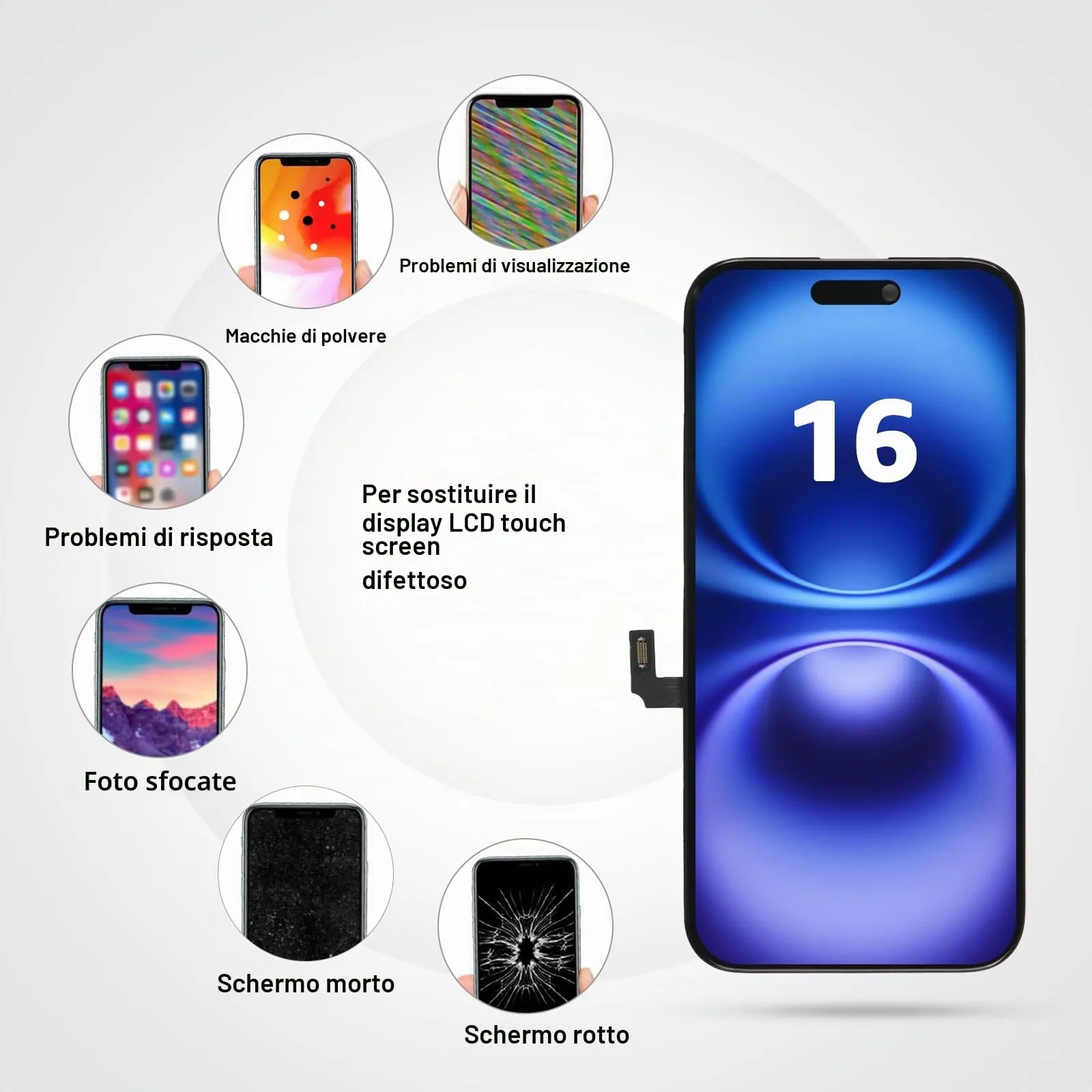 LL TRADER Schermo LCD 6,1'' per iPhone 16 e Kit di Riparazione - immagine 8