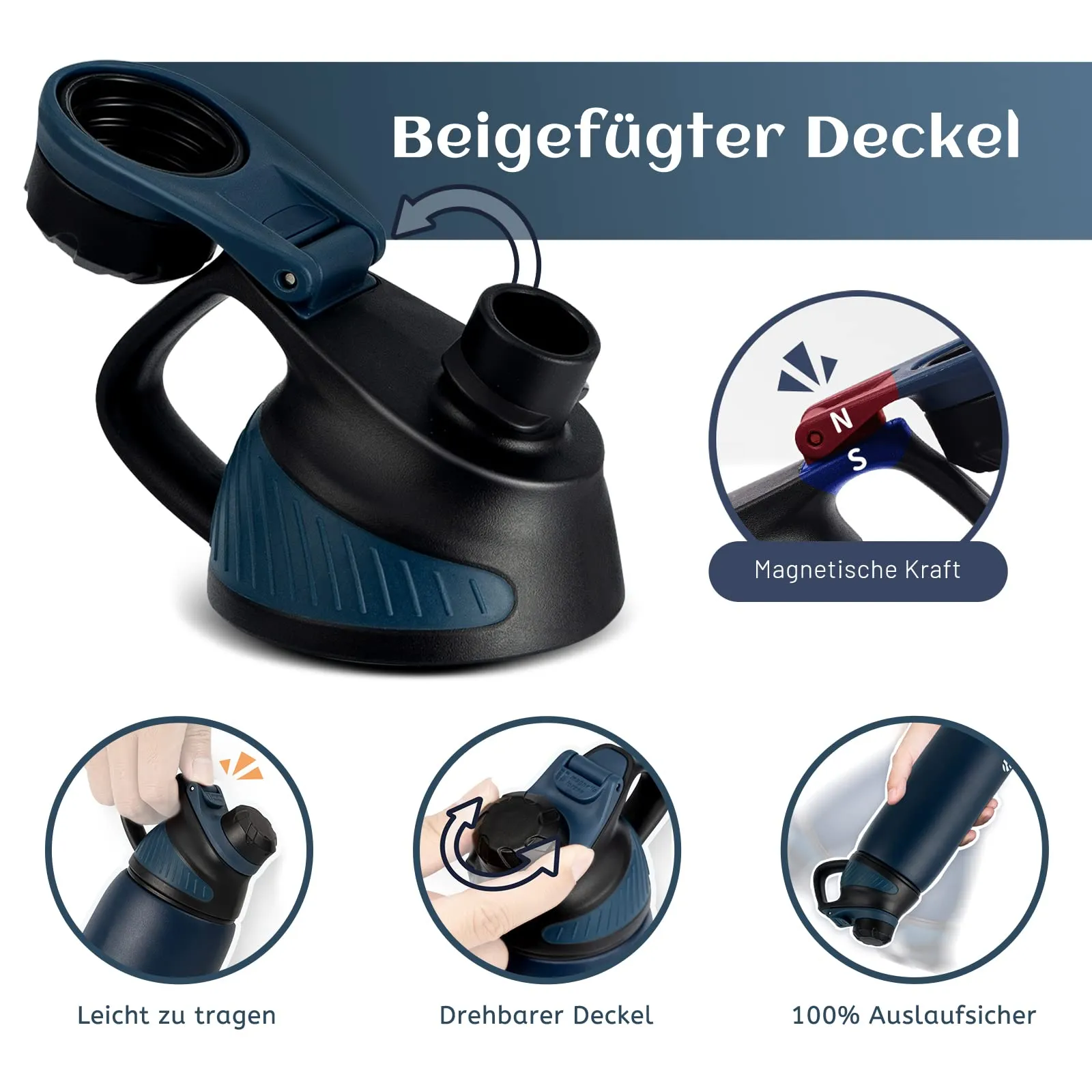 Fjbottle Borraccia Termica 600ml Acciaio Inox con Tappo Magnetico per Ciclismo - immagine 2