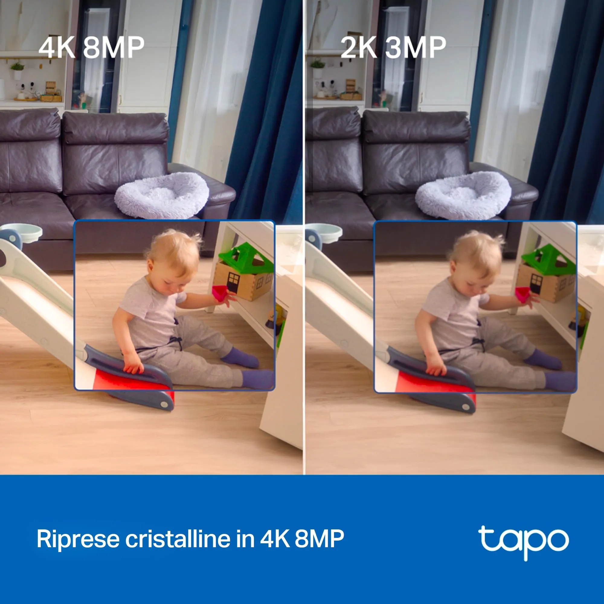 Tapo C250 Telecamera di sorveglianza 4K per interni 360° con rilevamento IA e zoom - immagine 2