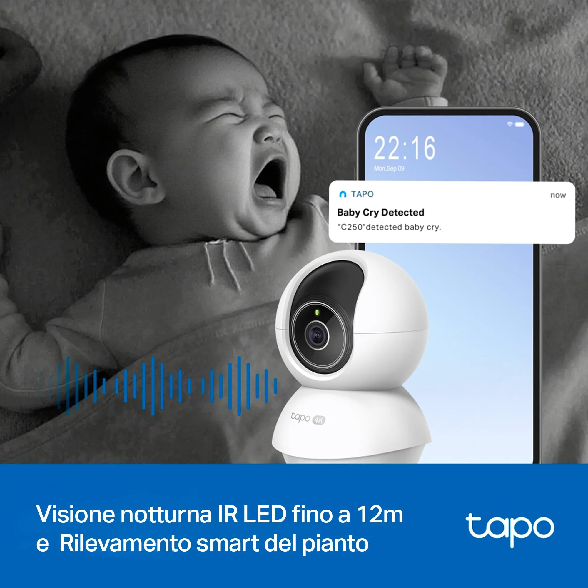 Tapo C250 Telecamera di sorveglianza 4K per interni 360° con rilevamento IA e zoom - immagine 6