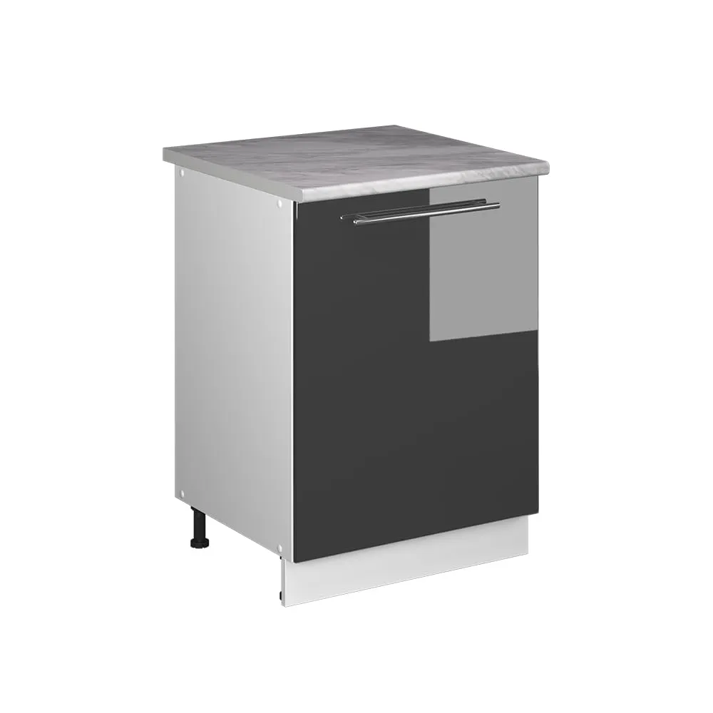 Vicco Fame-Line Mobile Base Cucina, Antracite Lucido/Bianco, 60 cm - immagine 1