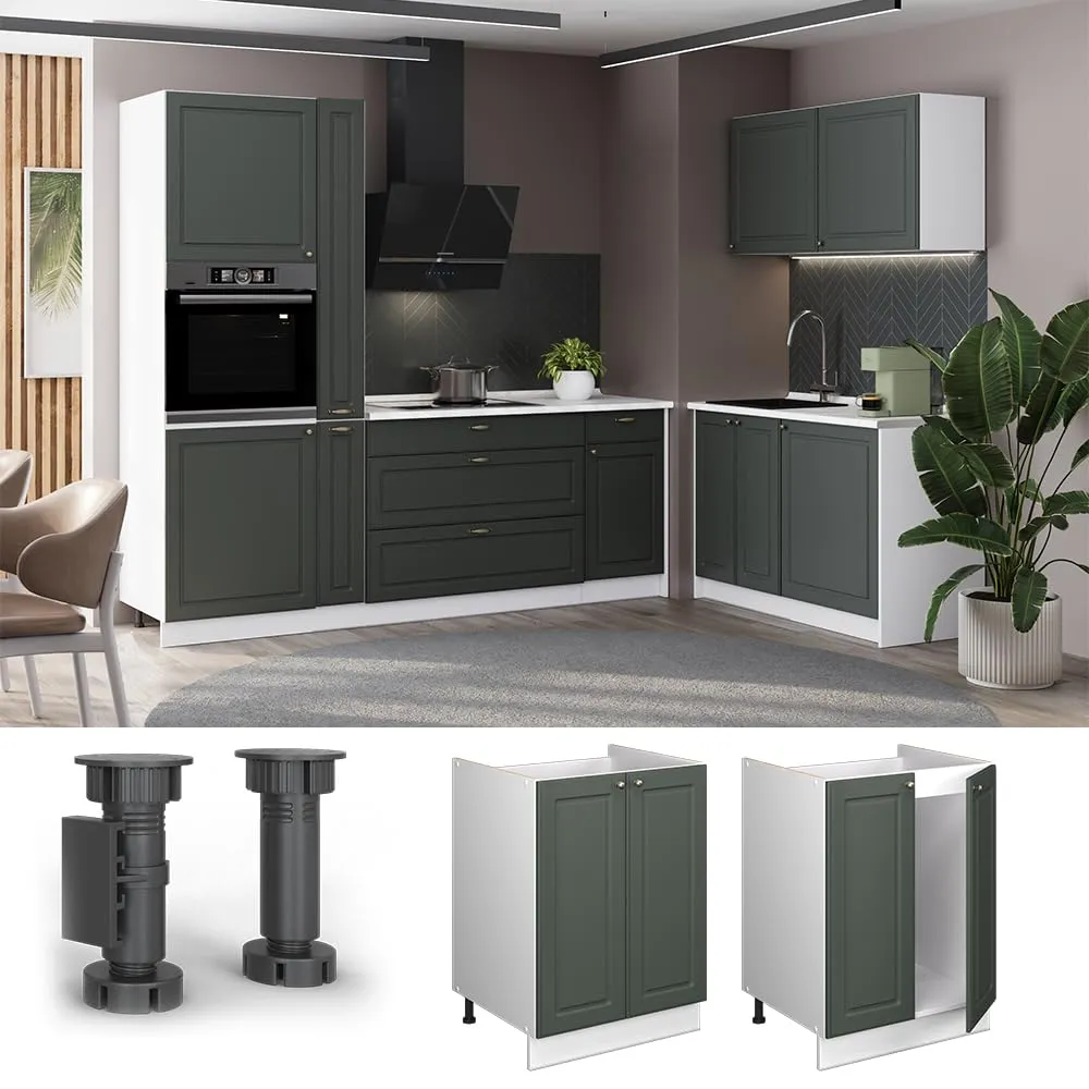 Vicco Mobile Lavello Cucina Fame-Line, Verde-oro Country/Bianco, 60 cm - immagine 4