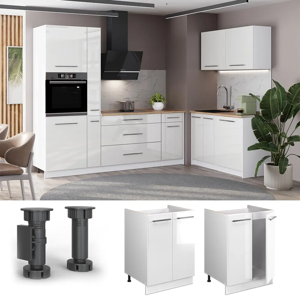 Vicco Fame-Line Mobile Lavello Cucina, Bianco Lucido/Bianco, 60 cm - immagine 4