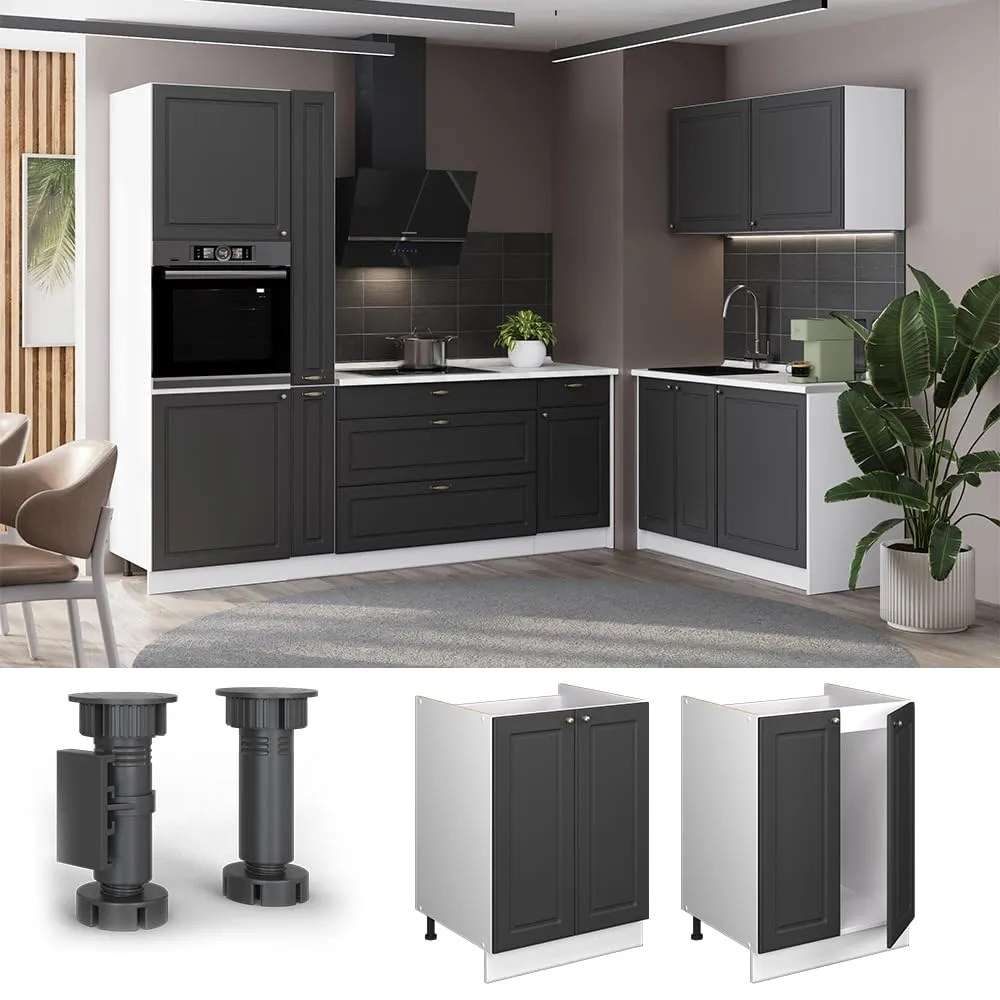 Vicco Fame-Line Mobile Lavello Cucina Antracite Country/Bianco 60 cm - immagine 5