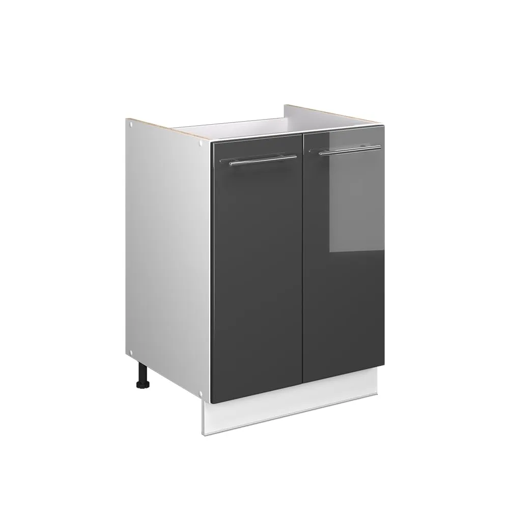 Vicco Mobile Lavello Cucina Fame-Line, Antracite Lucido/Bianco, 60 cm - immagine 1
