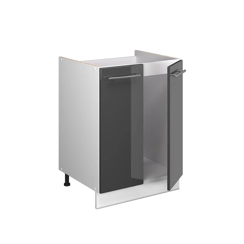 Vicco Mobile Lavello Cucina Fame-Line, Antracite Lucido/Bianco, 60 cm - immagine 6
