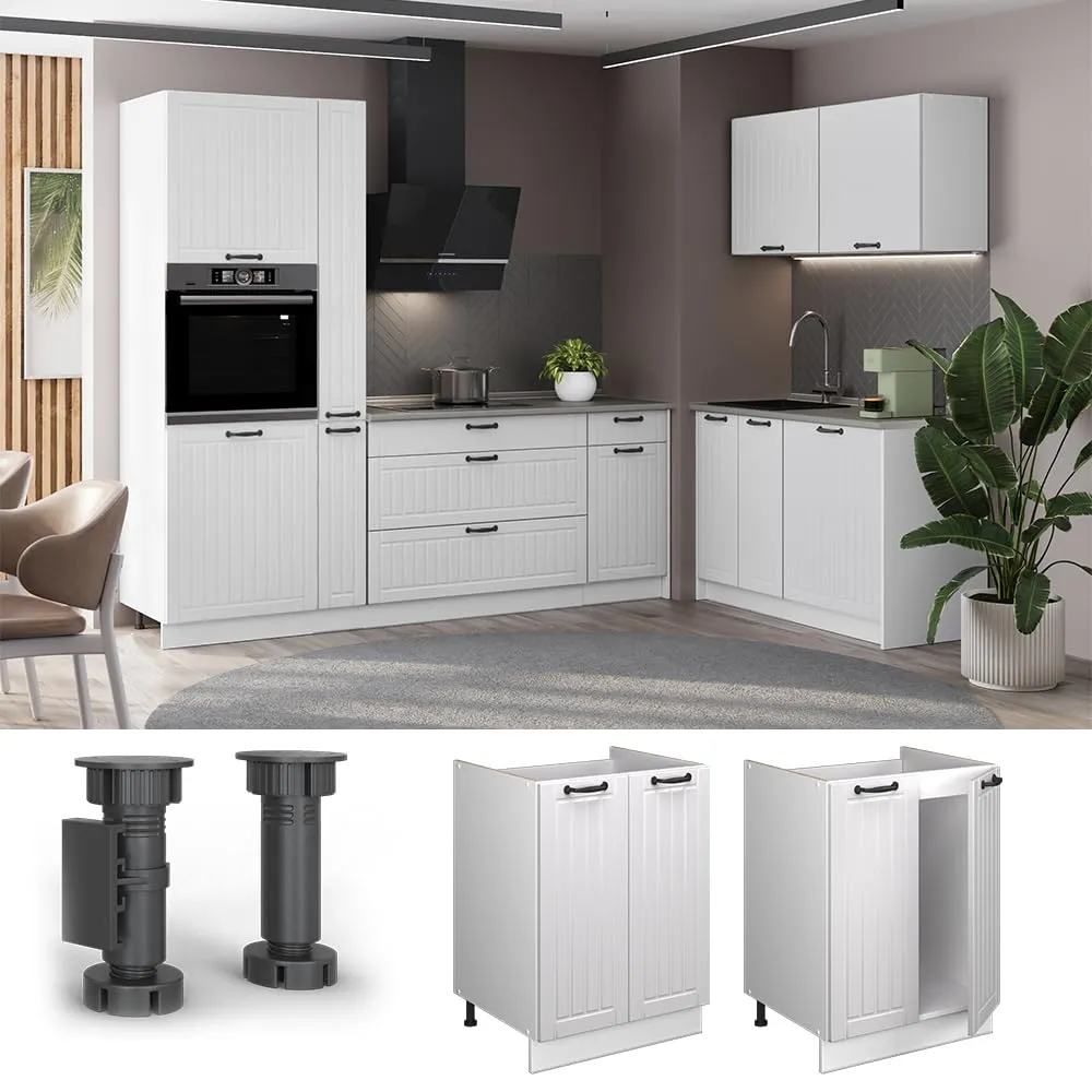 Vicco Mobile Lavello Cucina Fame-Line, Bianco Country/Bianco, 60 cm - immagine 4