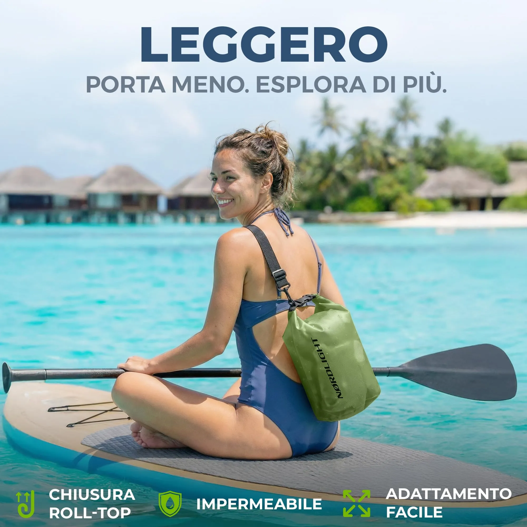 Nordlight Dry Bag Sacca Impermeabile 2L - Verde Scuro - immagine 4