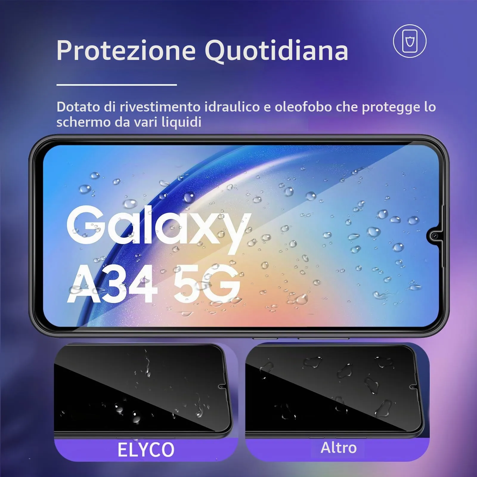ELYCO Vetro Temperato Privacy per Samsung Galaxy A34 5G, 2 Pezzi - immagine 4
