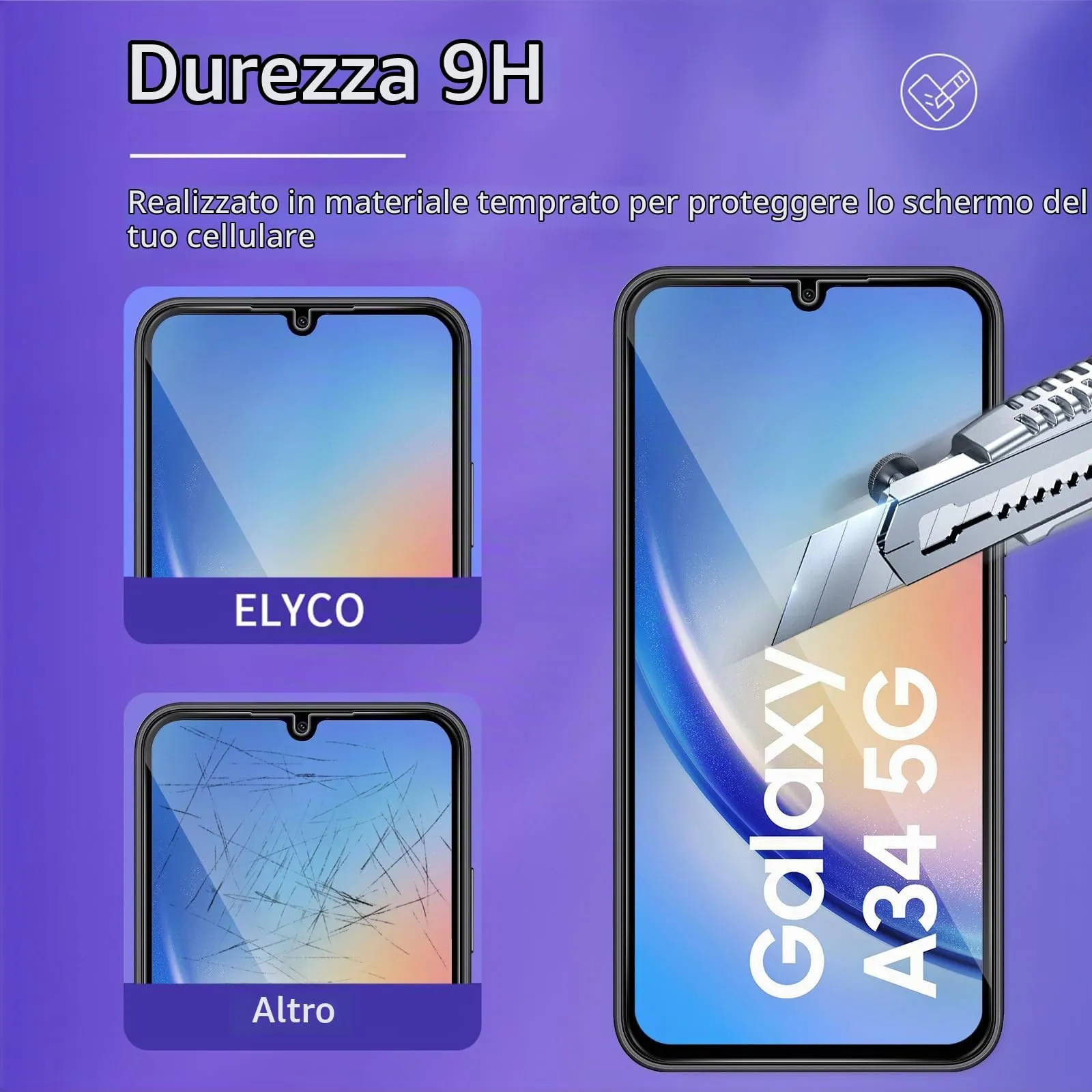 ELYCO Vetro Temperato Privacy per Samsung Galaxy A34 5G, 2 Pezzi - immagine 5