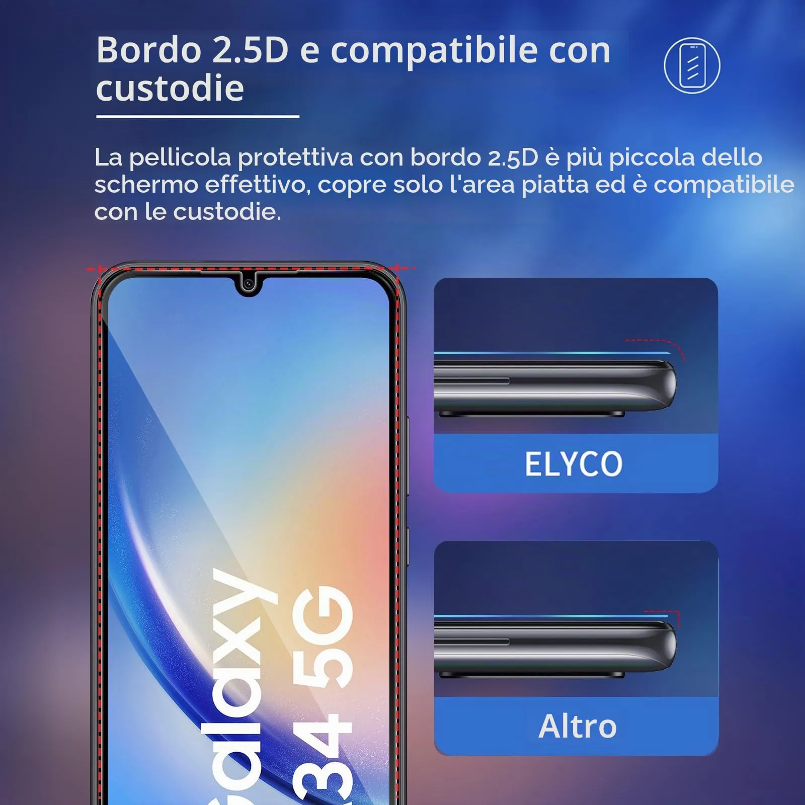 ELYCO Vetro Temperato Privacy per Samsung Galaxy A34 5G, 2 Pezzi - immagine 7