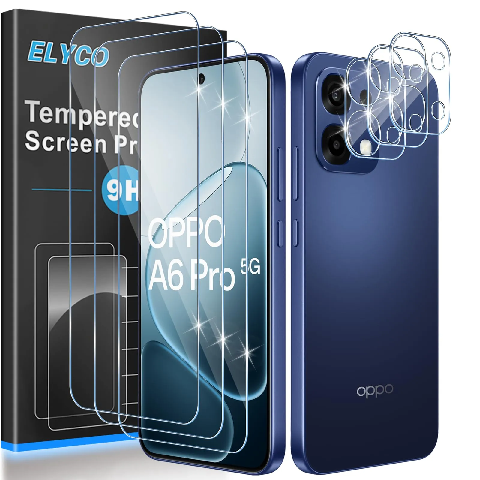 ELYCO Vetro Temperato per OPPO A6 Pro 4G/5G, 3+3 Pezzi Pellicola - immagine 1