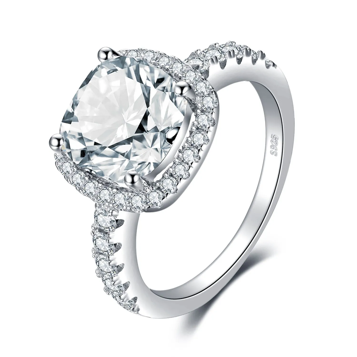 JewelryPalace Anello Donna Argento 925 con Zirconi 3ct Taglio Cuscino Solitario - immagine 1